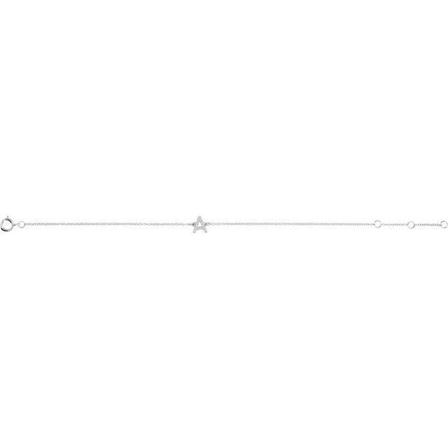 14K White 1/10 CTW Natural Diamond Initial A 6-7" Bracelet
