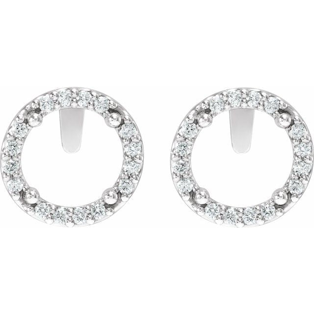 14K White 1/10 CTW Natural Diamond Semi-Set Halo-Style Stud Earrings