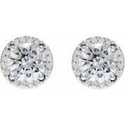 Sterling Silver .05 CTW Natural Diamond Semi-Set Halo-Style Stud Earrings