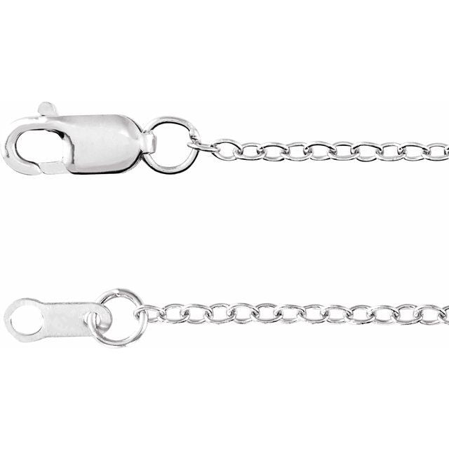 Rhodium-Plated Sterling Silver 1.3 mm Cable 16" Chain