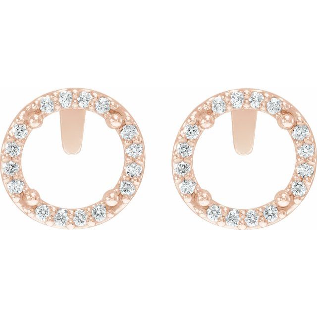 14K Rose 1/10 CTW Natural Diamond Semi-Set Halo-Style Stud Earrings