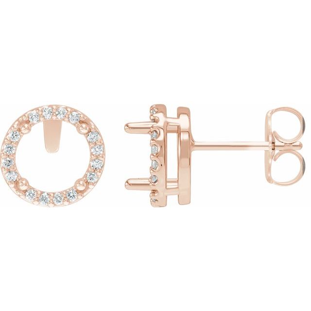 14K Rose 1/10 CTW Natural Diamond Semi-Set Halo-Style Stud Earrings