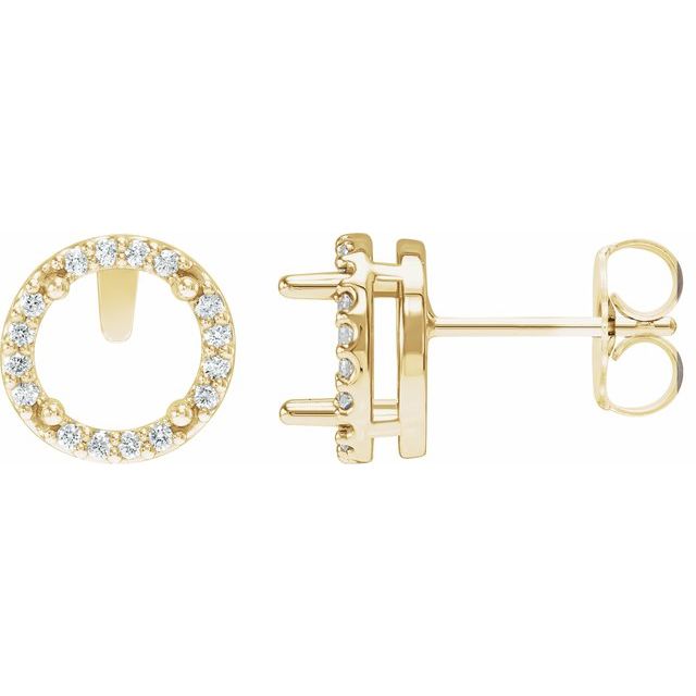 14K Yellow .05 CTW Natural Diamond Semi-Set Halo-Style Stud Earrings