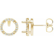 14K Yellow 1/8 CTW Natural Diamond Semi-Set Halo-Style Stud Earrings