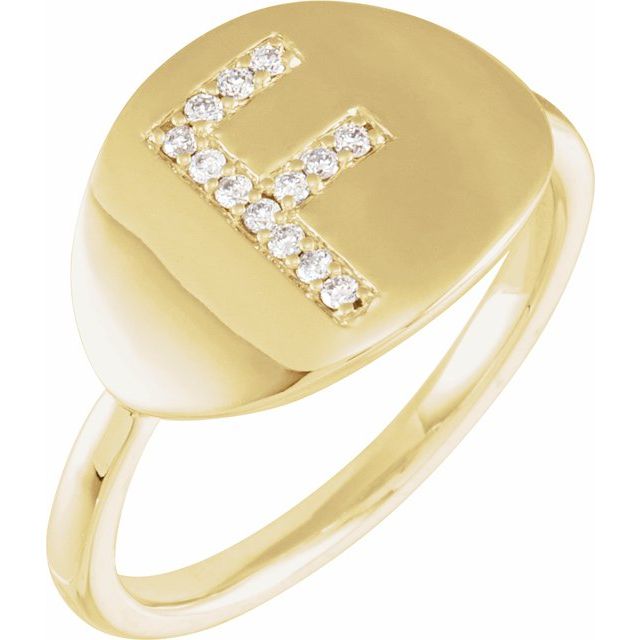 14K Yellow .08 CTW Natural Diamond Initial F Ring