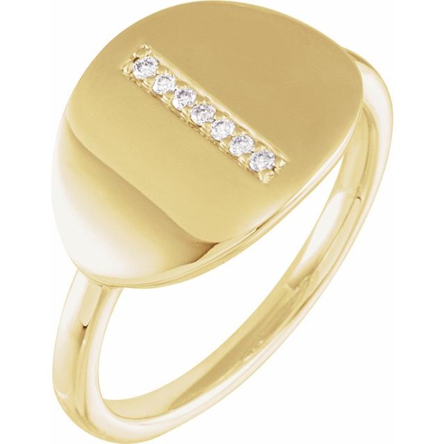 14K Yellow .04 CTW Natural Diamond Initial I Ring