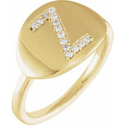 14K Yellow 1/10 CTW Natural Diamond Initial Z Ring