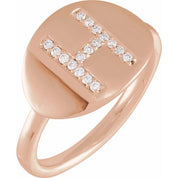 14K Rose 1/10 CTW Natural Diamond Initial H Ring