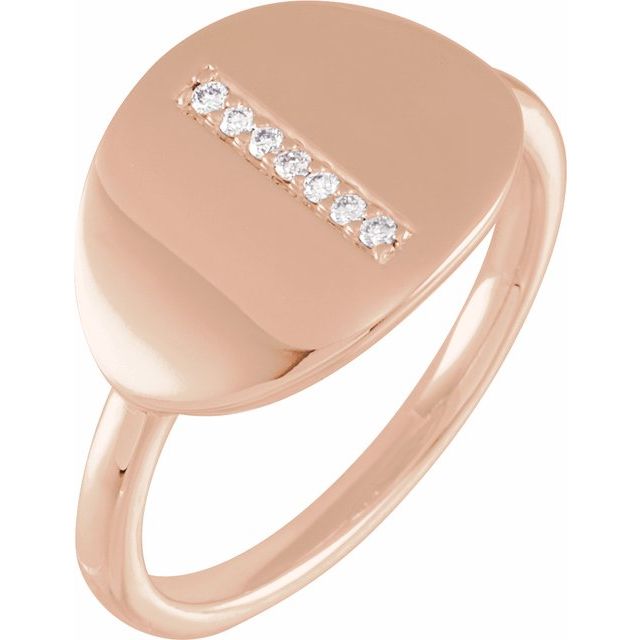 14K Rose .04 CTW Natural Diamond Initial I Ring
