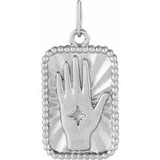 Sterling Silver 20.2x9.42 mm Hamsa Hand Tarot Pendant