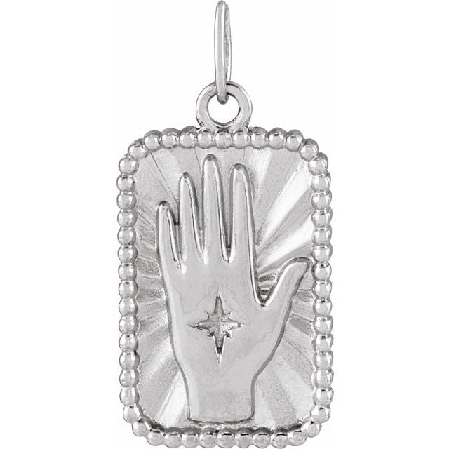 Sterling Silver 20.2x9.42 mm Hamsa Hand Tarot Pendant