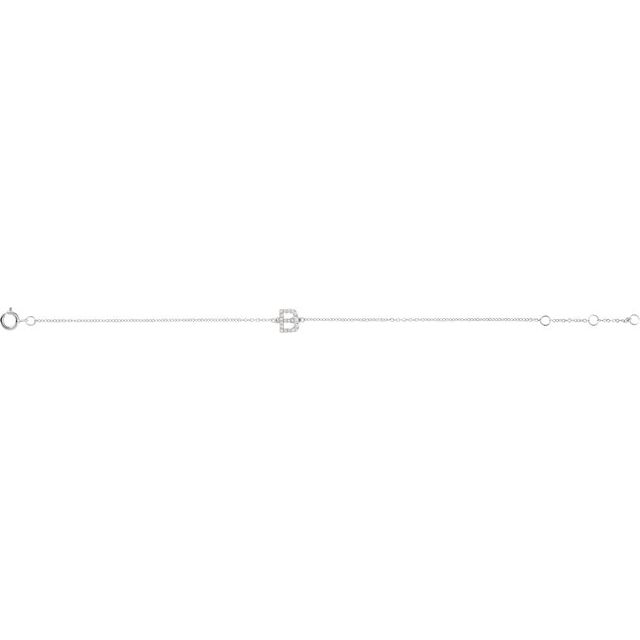 14K White .07 CTW Natural Diamond Initial B 6-7" Bracelet