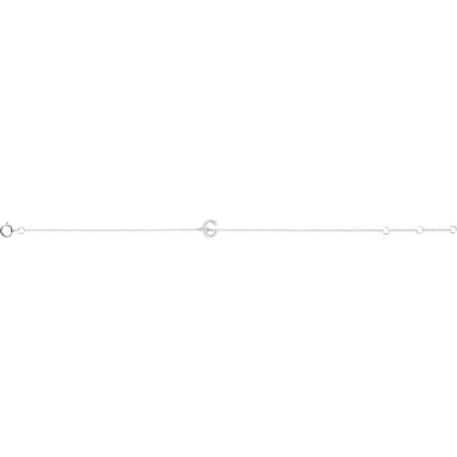 14K White .04 CTW Natural Diamond Initial C 6-7" Bracelet