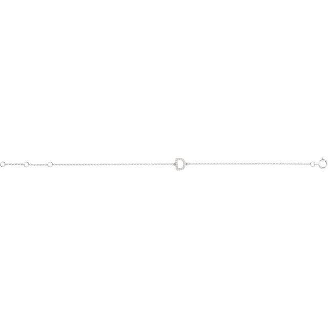 14K White .06 CTW Natural Diamond Initial D 6-7" Bracelet