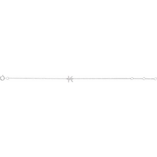 14K White .05 CTW Natural Diamond Initial K 6-7" Bracelet