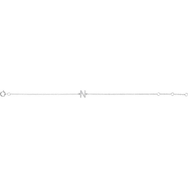 14K White .06 CTW Natural Diamond Initial N 6-7" Bracelet
