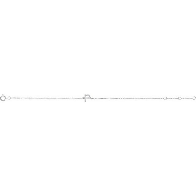 14K White .05 CTW Natural Diamond Initial P 6-7" Bracelet