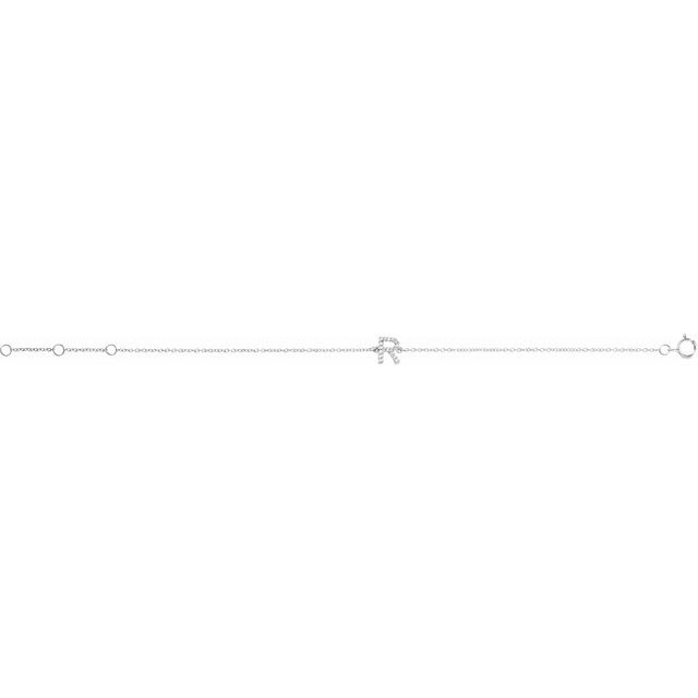 14K White .06 CTW Natural Diamond Initial R 6-7" Bracelet