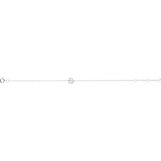 14K White .05 CTW Natural Diamond Initial S 6-7" Bracelet