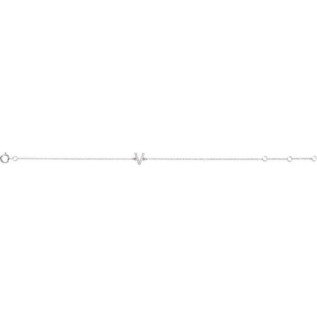 14K White .05 CTW Natural Diamond Initial V 6-7" Bracelet