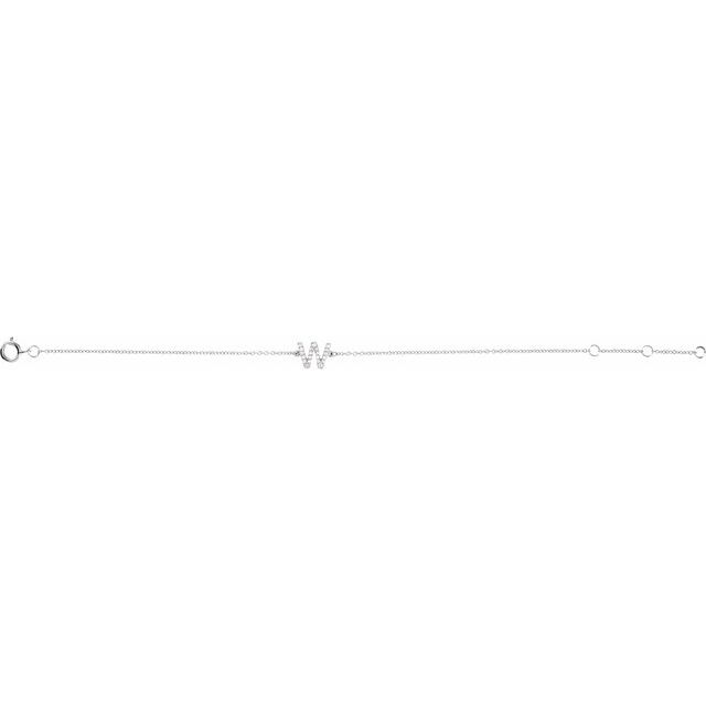 14K White .07 CTW Natural Diamond Initial W 6-7" Bracelet