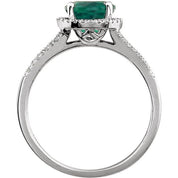 14K White Lab-Grown Emerald & 1/6 CTW Natural Diamond Ring