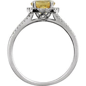 14K White Natural Citrine & 1/6 CTW Natural Diamond Ring