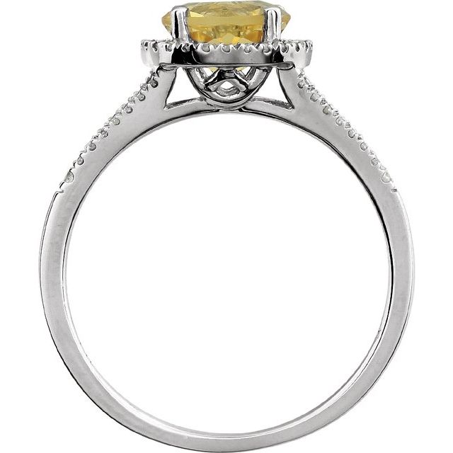 14K White Natural Citrine & 1/6 CTW Natural Diamond Ring