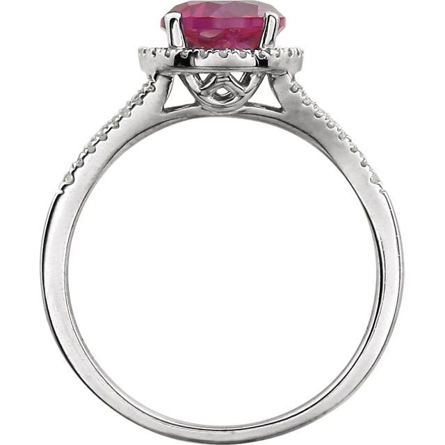 14K White Lab-Grown Ruby & 1/6 CTW Natural Diamond Ring