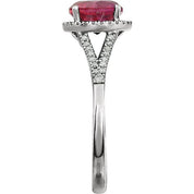 14K White Lab-Grown Ruby & 1/6 CTW Natural Diamond Ring