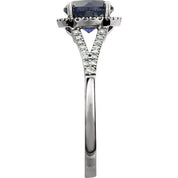 14K White Lab-Grown Blue Sapphire & 1/6 CTW Natural Diamond Ring