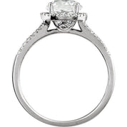 14K White Lab-Grown White Sapphire & 1/6 CTW Natural Diamond Ring