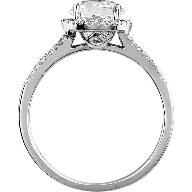 14K White Lab-Grown White Sapphire & 1/6 CTW Natural Diamond Ring