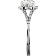 14K White Lab-Grown White Sapphire & 1/6 CTW Natural Diamond Ring