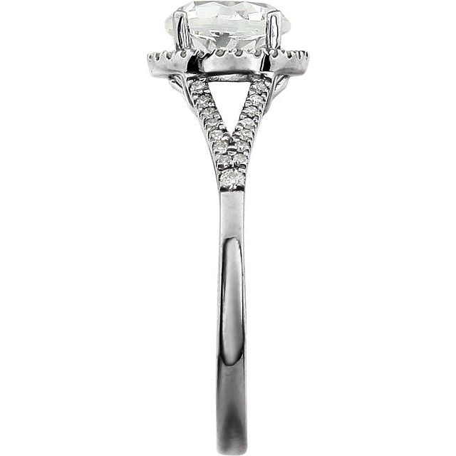 14K White Lab-Grown White Sapphire & 1/6 CTW Natural Diamond Ring