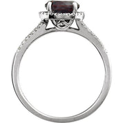14K White Natural Mozambique Garnet & 1/6 CTW Natural Diamond Ring