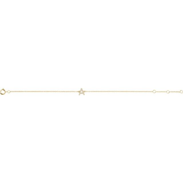 14K Yellow 1/10 CTW Natural Diamond Initial A 6-7" Bracelet