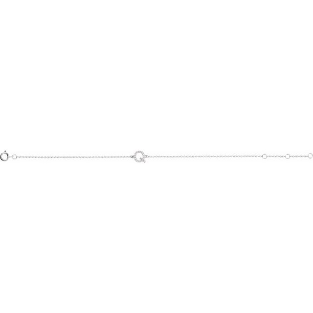 14K White .07 CTW Natural Diamond Initial Q 6-7" Bracelet