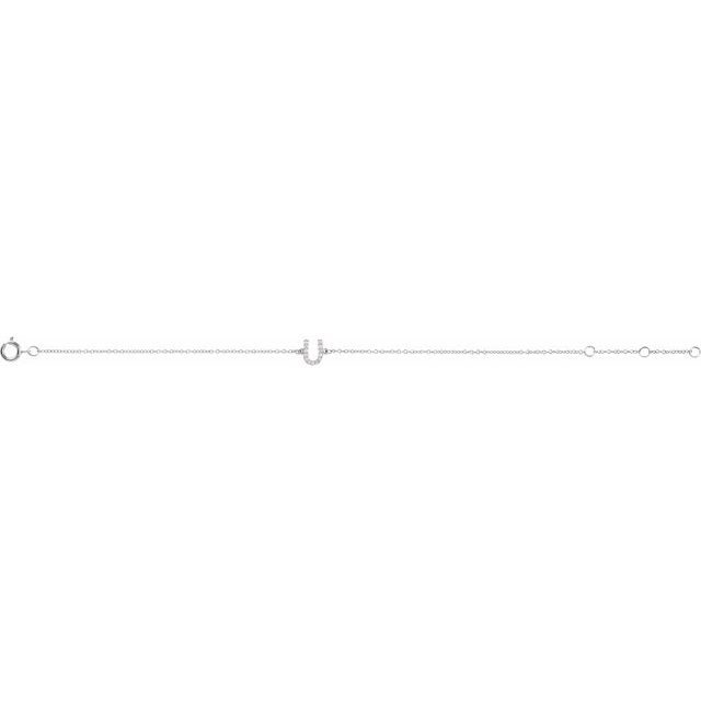 14K White .05 CTW Natural Diamond Initial U 6-7" Bracelet