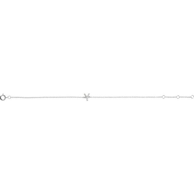 14K White .04 CTW Natural Diamond Initial Y 6-7" Bracelet