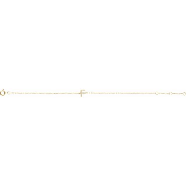 14K Yellow .05 CTW Natural Diamond Initial F 6-7" Bracelet