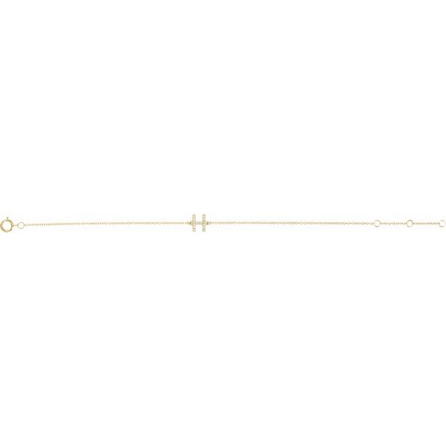 14K Yellow .06 CTW Natural Diamond Initial H 6-7" Bracelet