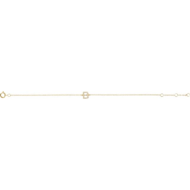 14K Yellow .07 CTW Natural Diamond Initial B 6-7" Bracelet