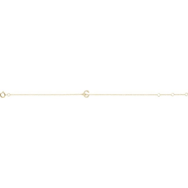 14K Yellow .04 CTW Natural Diamond Initial C 6-7" Bracelet