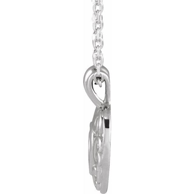 Platinum 12.9x10.1 mm Pierced Heart 16-18" Necklace