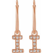14K Rose .03 CTW Natural Diamond Single Initial I Hoop Earring