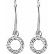 14K White .04 CTW Natural Diamond Single Initial O Hoop Earring