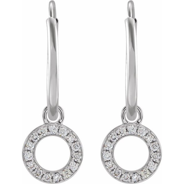14K White .04 CTW Natural Diamond Single Initial O Hoop Earring