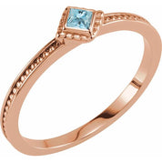 14K Rose Natural Aquamarine Stackable Family Ring - 71520:6010:P