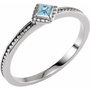Sterling Silver Natural Aquamarine Family Stackable Ring - 71520:6011:P